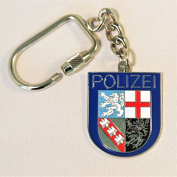 Schlüsselanhänger Polizei Saarland Kette mit Schraubverschluss