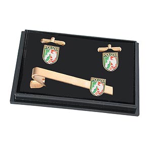 Herrenset Polizei-Ärmelabzeichen Nordrhein-Westfalen 3-teilig: - Krawattenspange - Manschettenknöpfe (Paar) in Geschenkbox