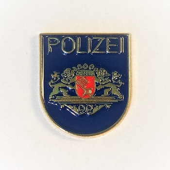 Pin Polizei-Ärmelabzeichen Bremen versilbert, farbig emailliert Butterfly-Verschluss, 16 mm