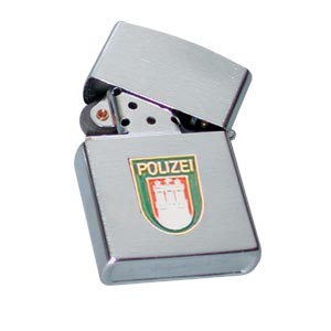 Benzin-Sturmfeuerzeug Polizei-Ärmelabzeichen Hamburg