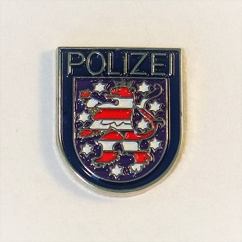 Pin Polizei-Ärmelabzeichen Thüringen versilbert, farbig emailliert Butterfly-Verschluss, 16 mm