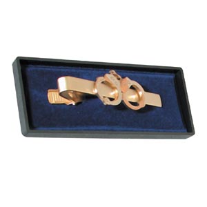 Krawattenspange 'Handschelle' in Geschenkbox vergoldet
