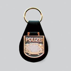 Schlüsselanhänger Polizei Bayern Lederrücken mit Schlüsselring