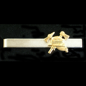 Krawattenspange in Geschenkbox Feuerwehr-Helm (gold-silber)