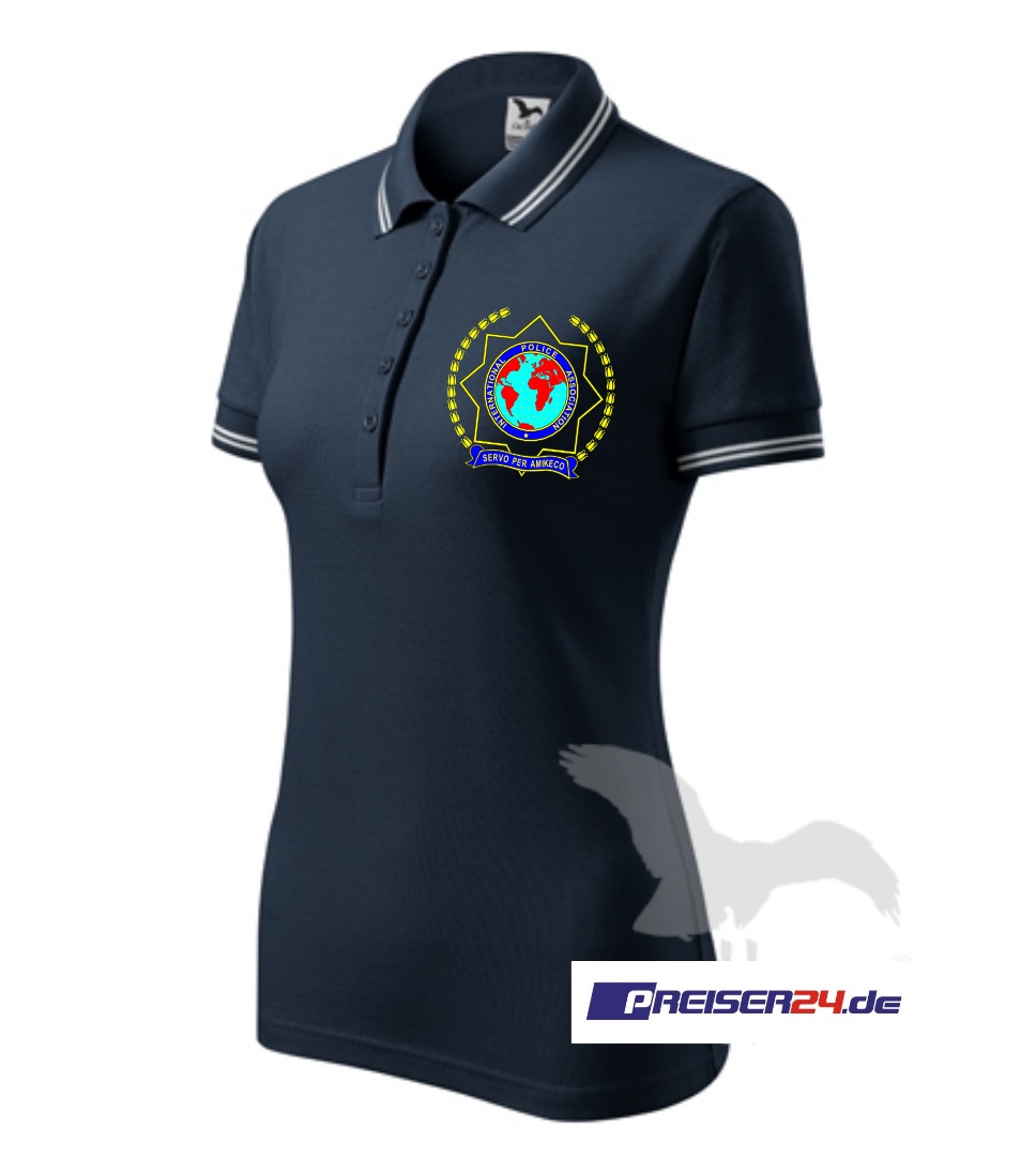 IPA Damen Poloshirt, Farbe Marineblau, 65% BW / 35% PES, Pique, mit Brustbestickung