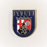 Pin Polizei-Ärmelabzeichen Rheinland-Pfalz versilbert, farbig emailliert Butterfly-Verschluss, 16 mm