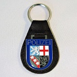 Schlüsselanhänger Polizei Saarland Lederrücken mit Schlüsselring