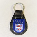 Schlüsselanhänger Polizei Hessen Ärmelabzeichen Lederrücken mit Schlüsselring