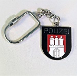 Schlüsselanhänger Polizei Hamburg Kette mit Schraubverschluss versilbert in dunkelblauer Ausführung