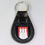 Schlüsselanhänger Polizei Hamburg Lederrücken mit Schlüsselring