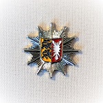Pin Polizei-Mützenstern Schleswig-Holstein versilbert, farbig emailliert Butterfly-Verschluss, 18 mm
