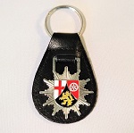 Schlüsselanhänger Polizei-Mützenstern Rheinland-Pfalz Lederrücken mit Schlüsselring