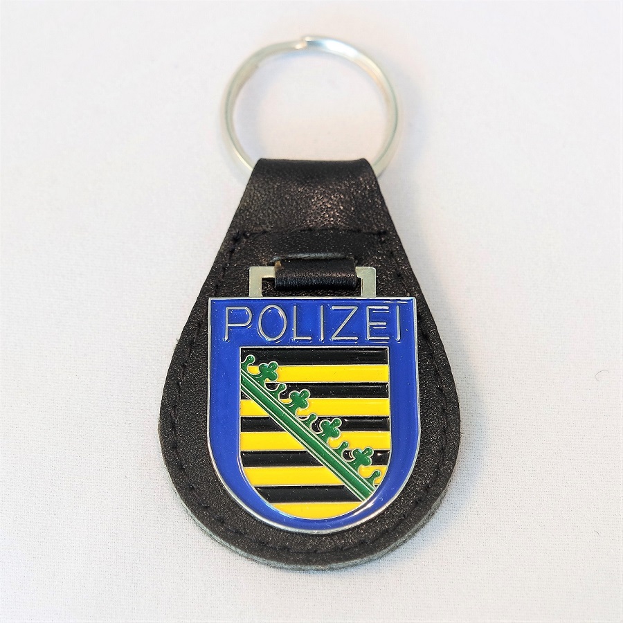 Polizei Schlüsselanhänger Sachsen Wappen Blau T545 